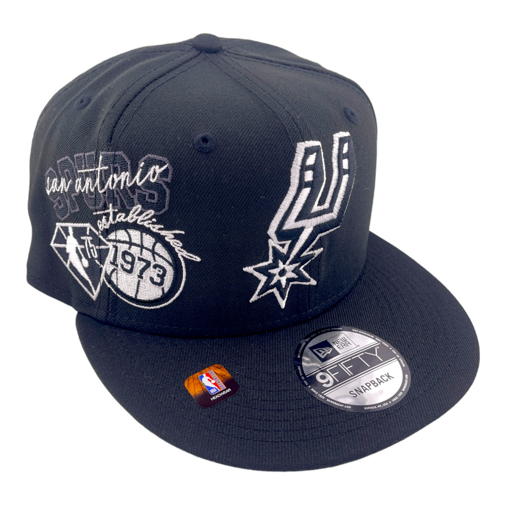 New Era San Antonio Spurs Back Half Black & White/Grey NBA 9FIFTY Snapback Hat